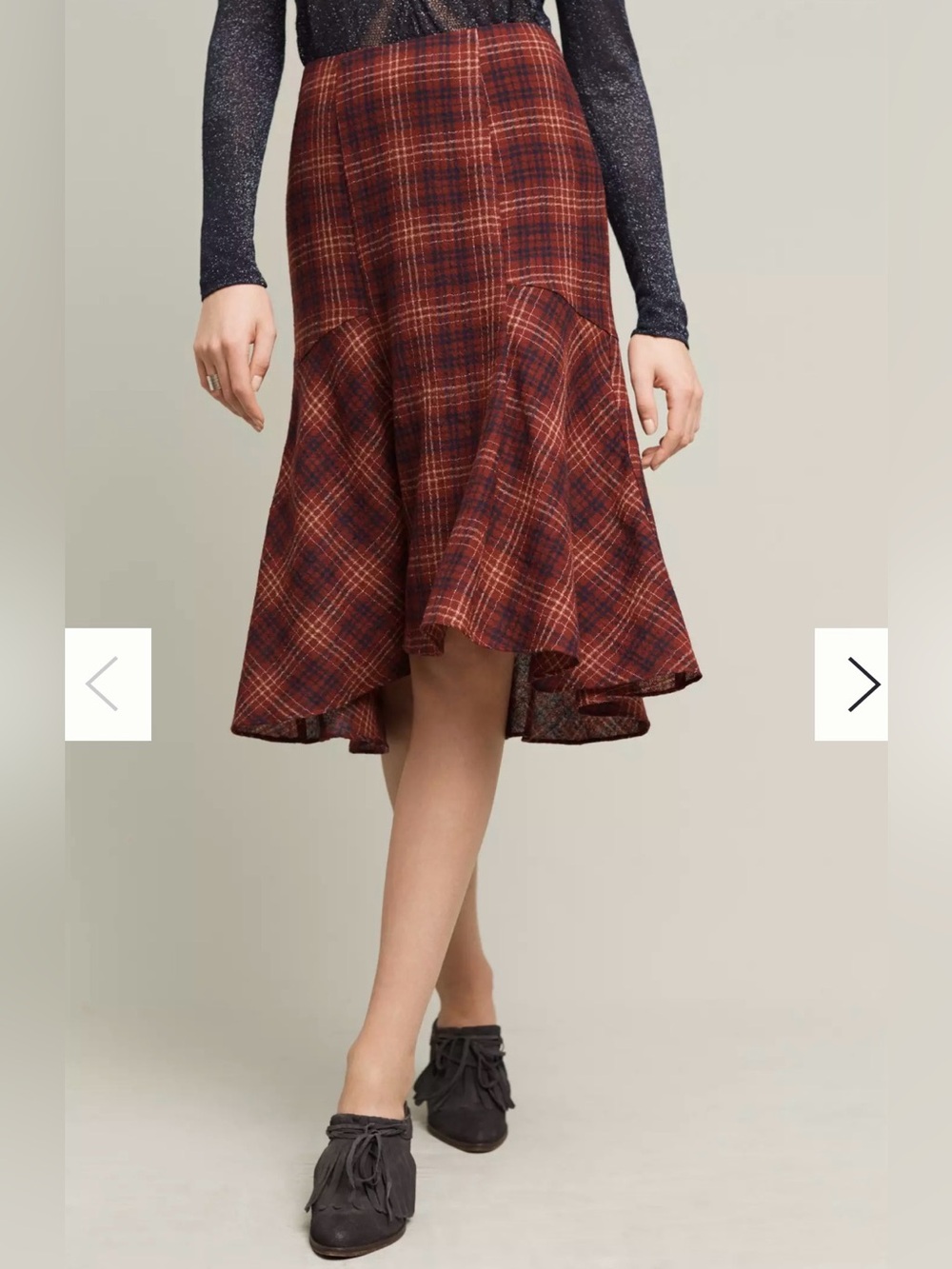 Maeve Anthropology Plaid Wool Midi Skirt size 10